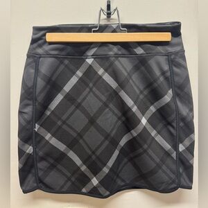 Athleta Black and Gray Plaid Skirt S Tall